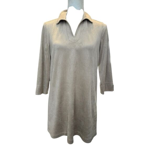 J. MCLAUGHLIN 3/4 Sleeve Faux Suede Tunic Top Shirt Blouse Size Small Capsule - Picture 1 of 5